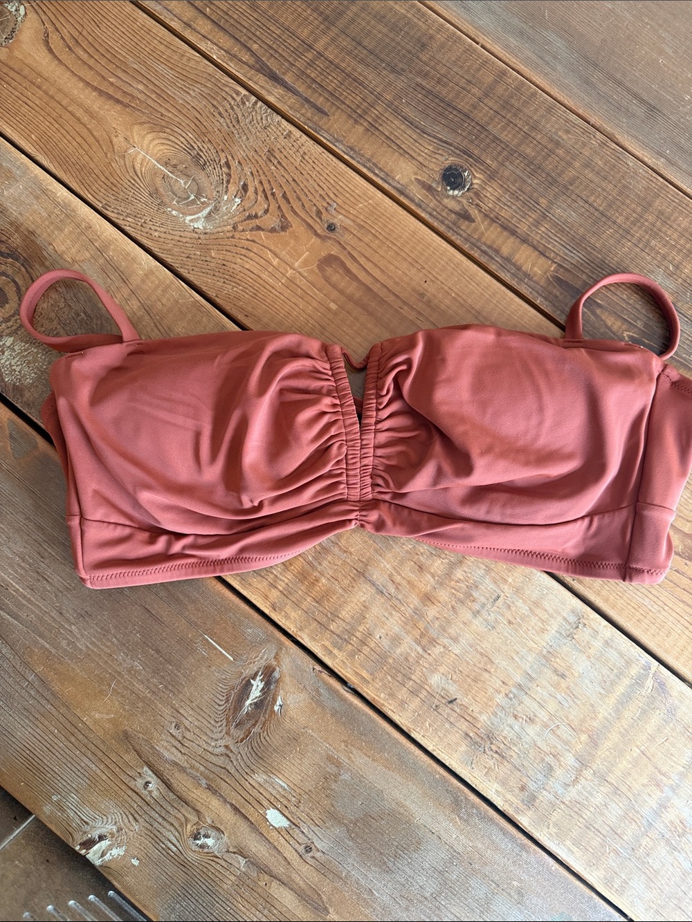 Shade & Shore Rust-Brown Bandeau Bikini Top with Removable Straps